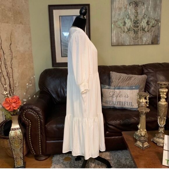 EXPRESS NWT Boho Ivory 3/4 Sleeve Midi Dress M - Picture 10 of 16